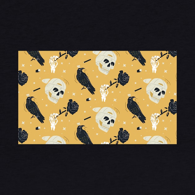 Crows And Skulls Yellow Black by Bestseller